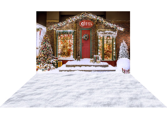 Fox Christmas House+ Vinyl White Snowfield Backdrops combo set