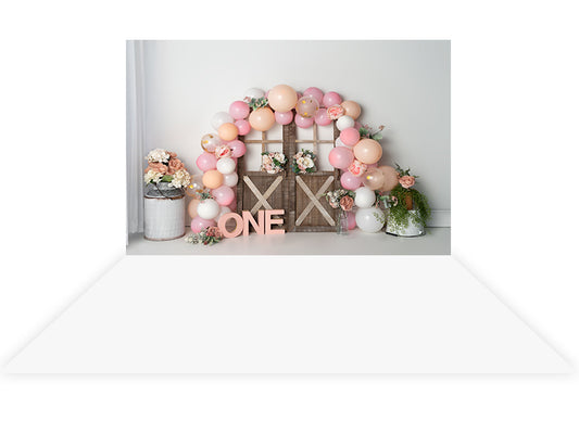Fox First Birthday+Vinyl White Backdrops combo set