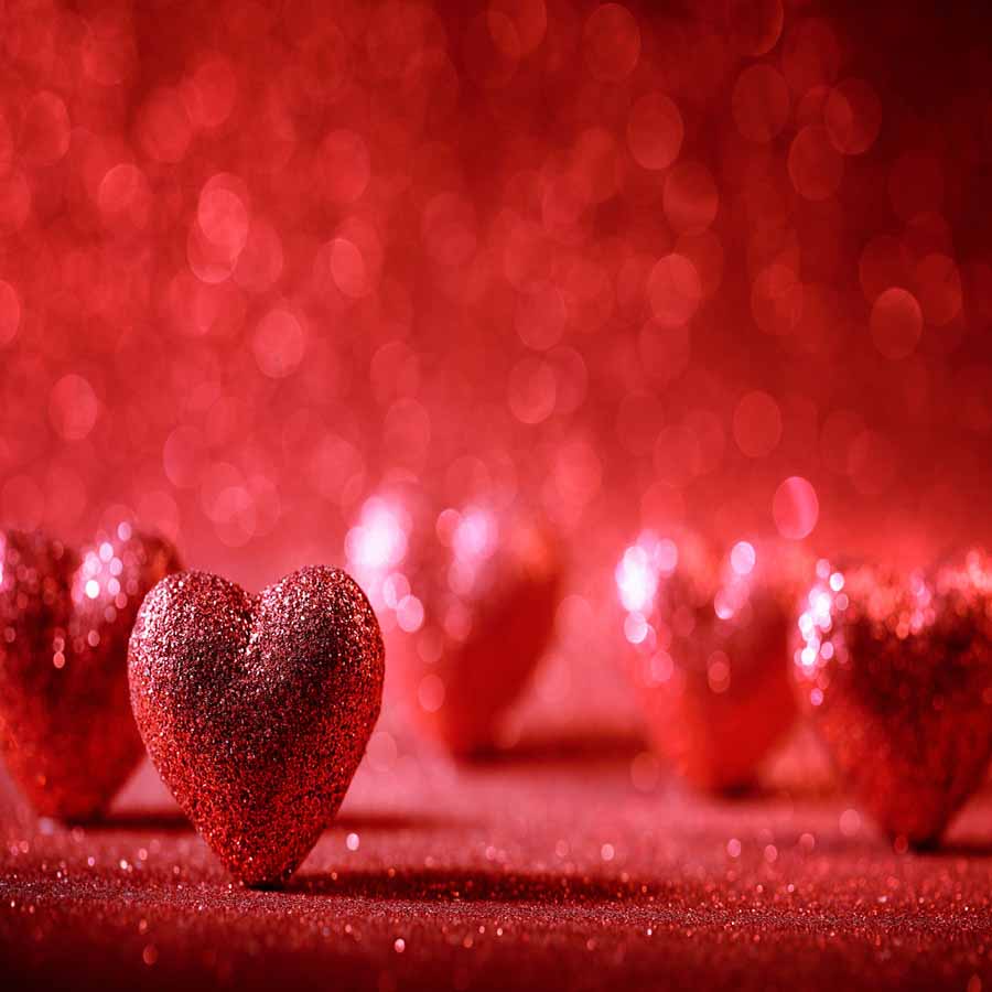 Fox Rolled Vinyl Red Heart Valentine's Day Backdrops - Foxbackdrop