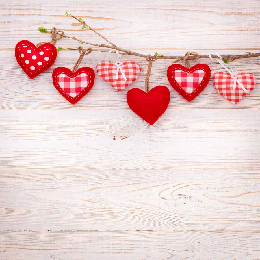 Fox Rolled Vinyl Wood Red Heart Backdrop for Valentine's Day - Foxbackdrop