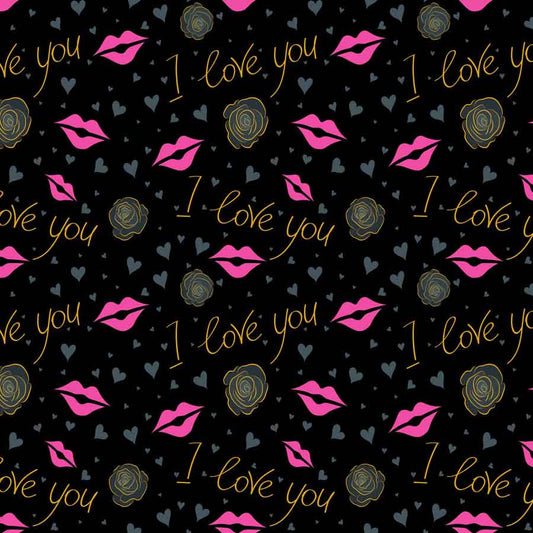 Fox Rolled Black I love you Vinyl Valentine Backdrop - Foxbackdrop