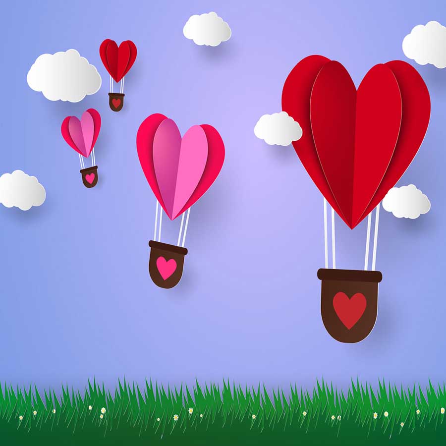 Fox Rolled Red Airballoon Heart Vinyl Valentine Backdrop - Foxbackdrop