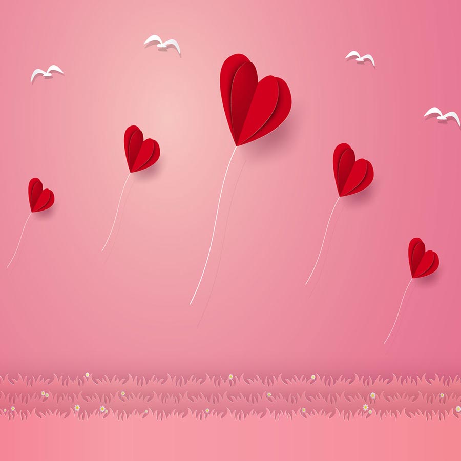 Fox Rolled Red Heart Pink Vinyl Valentine Photo Backdrop - Foxbackdrop