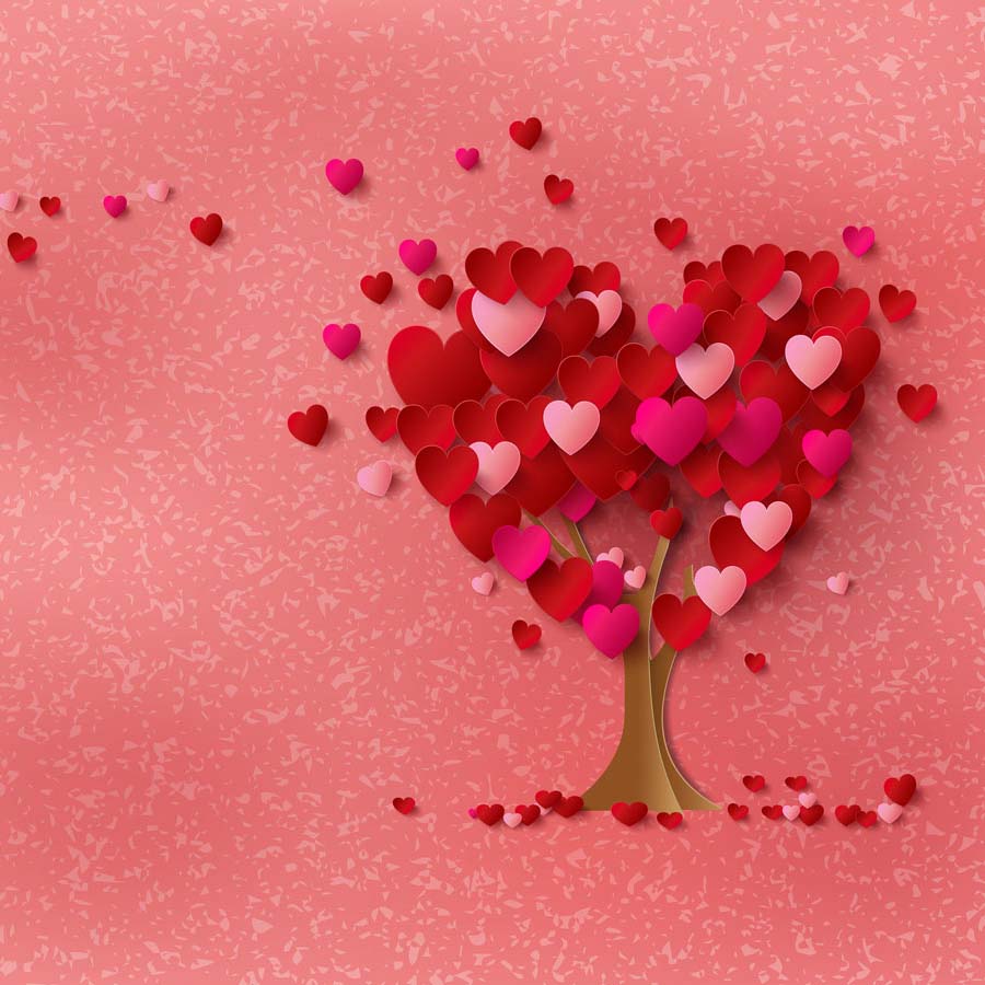 Fox Rolled Pink Tree Vinyl Valentine Day Backdrop - Foxbackdrop