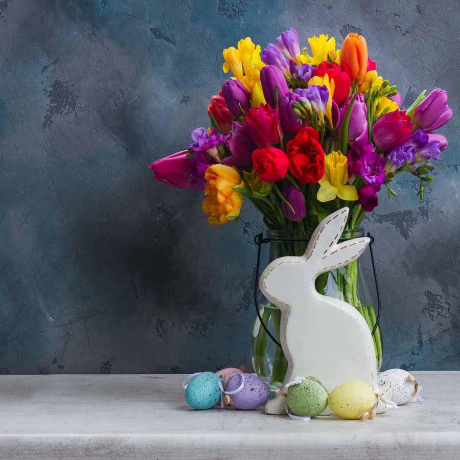 Fox Rolled Flowers Easter Vinyl Photography Backdrops - Foxbackdrop