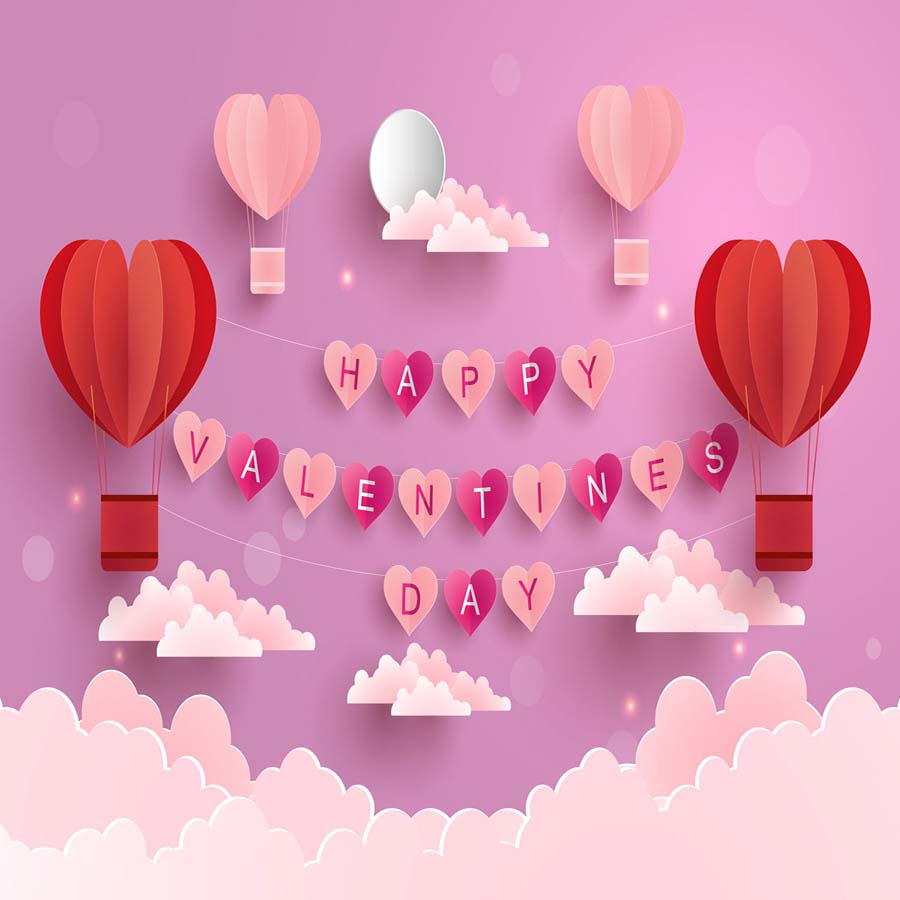 Fox Rolled Pink Happy Valentine's Day Vinyl Photo Backdrop - Foxbackdrop