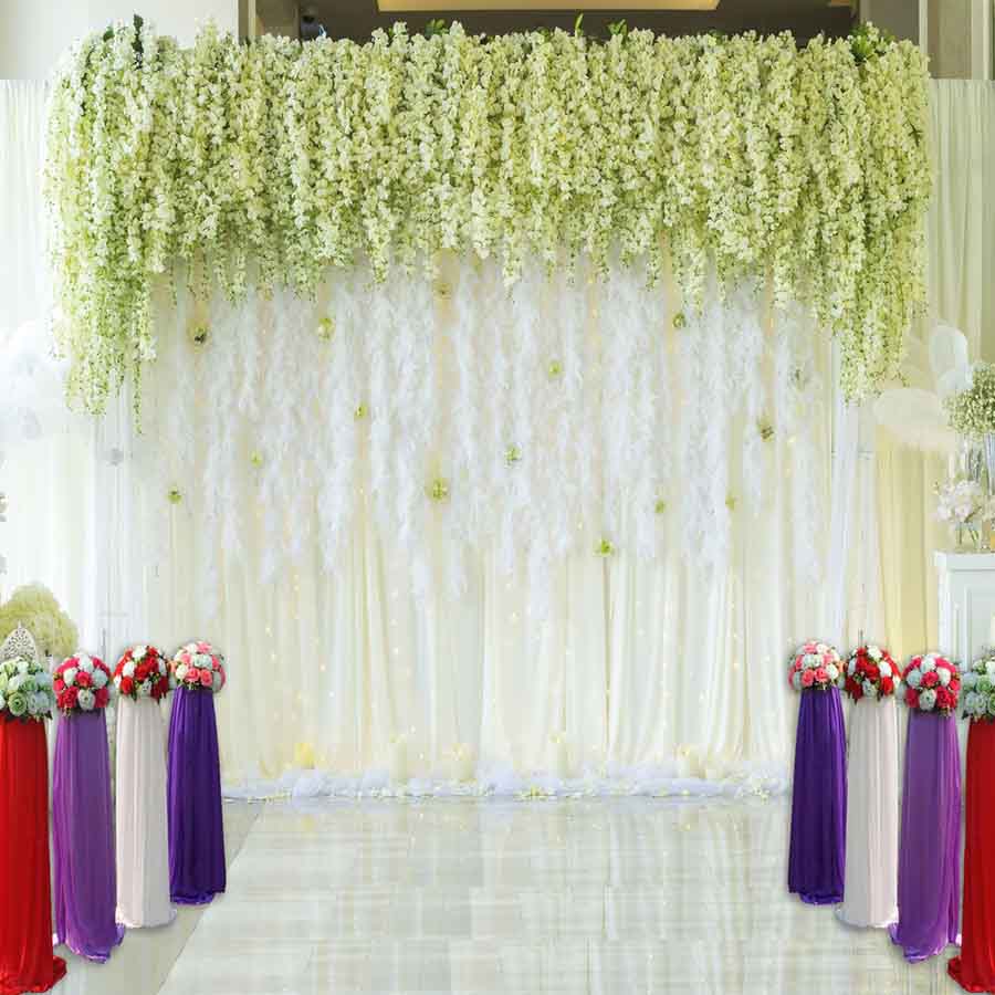 Fox Rolled Vinyl White Curtain Wedding Photography Backdrop - Foxbackdrop