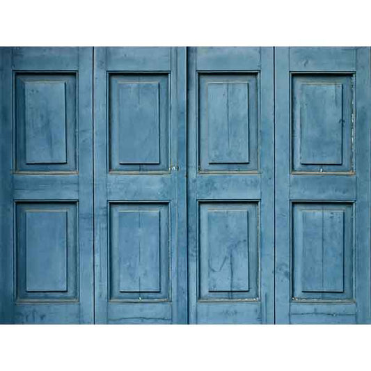 Fox Rolled Blue Door Retro Vinyl Photography Backdrop - Foxbackdrop