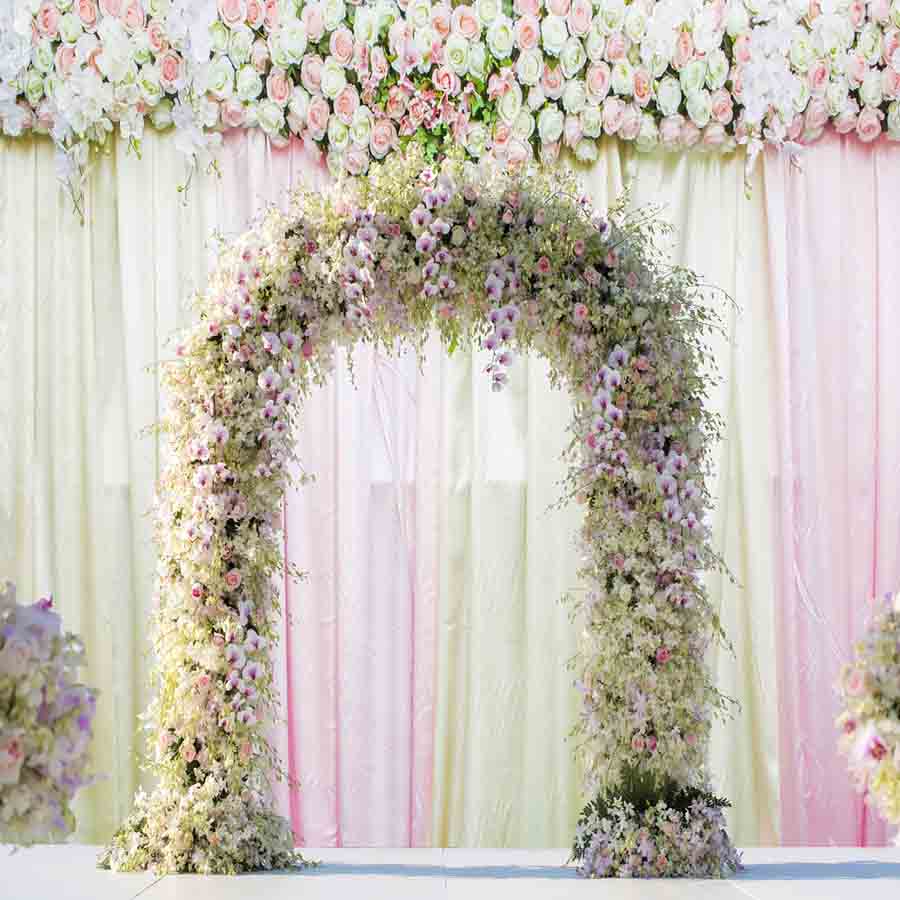 Fox Rolled White Pink Curtain Vinyl Wedding Backdrops - Foxbackdrop