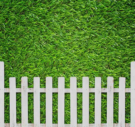 Fox Rolled Green Fence Spring Vinyl Photo Backdrop - Foxbackdrop