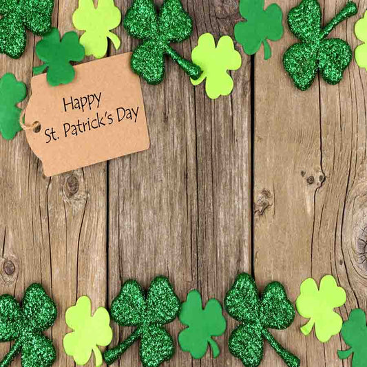 Fox Rolled St. Patrick's Day Wood Green Leaves Vinyl Backdrop - Foxbackdrop