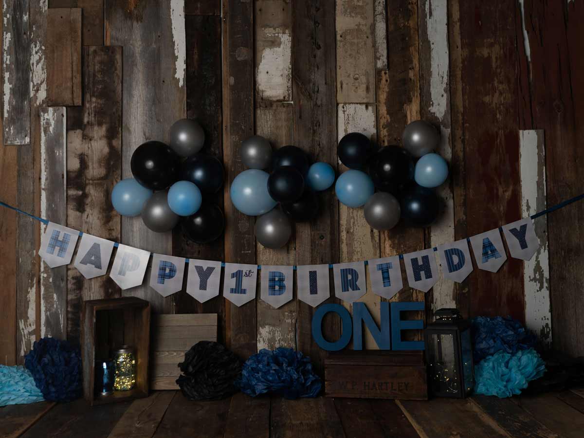Fox Rolled Vinyl Boy Birthday Balloon Backdrop Design by Kali - Foxbackdrop