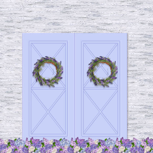 Fox Rolled Floral Blue Door Gray Spring Vinyl Backdrop - Foxbackdrop