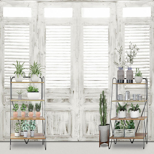 Fox Rolled Plants White Door Vinyl Spring Backdrop - Foxbackdrop