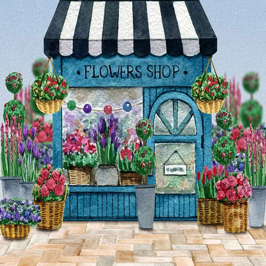 Fox Rolled Flowers Shop Vinyl Spring Photography Backdrop - Foxbackdrop