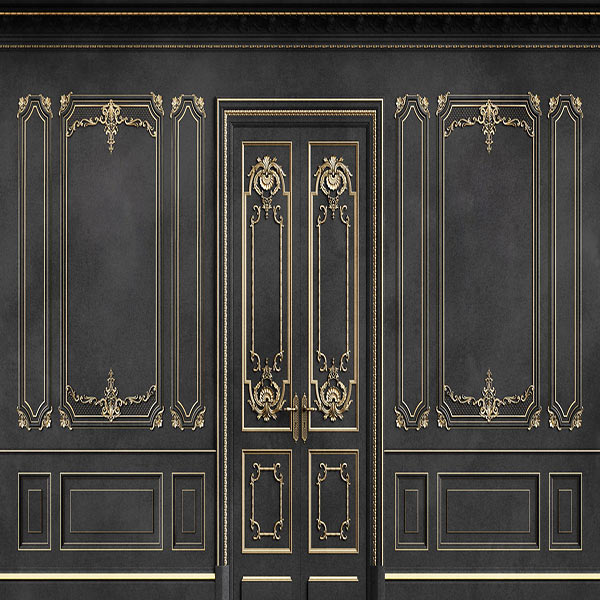 Fox Rolled Dark Door with Golden Vinyl Backdrop - Foxbackdrop