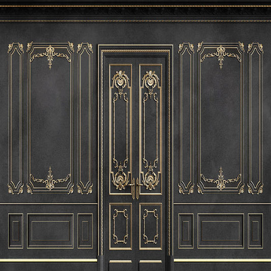 Fox Rolled Dark Door with Golden Vinyl Backdrop - Foxbackdrop