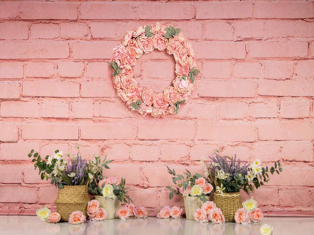 Fox Rolled Spring Pink Flowers Children Vinyl Backdrop Designed by Jia Chan - Foxbackdrop