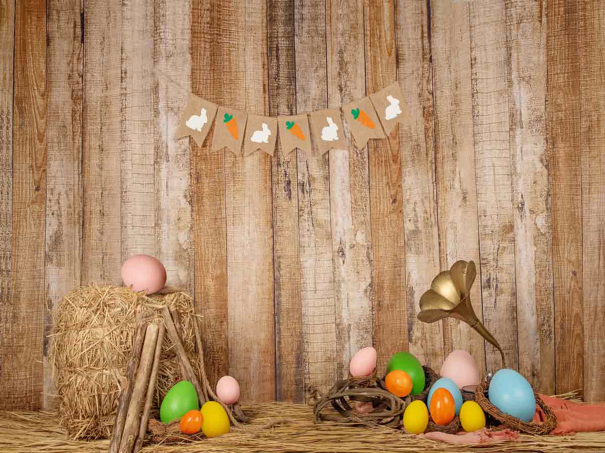 Fox Rolled Vinyl Eggs Easter Photography Backdrop Designed by Jia Chan - Foxbackdrop