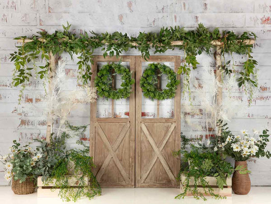 Fox Vinyl Rolled Spring Green Leaves Photography Backdrop Designed by Jia Chan - Foxbackdrop