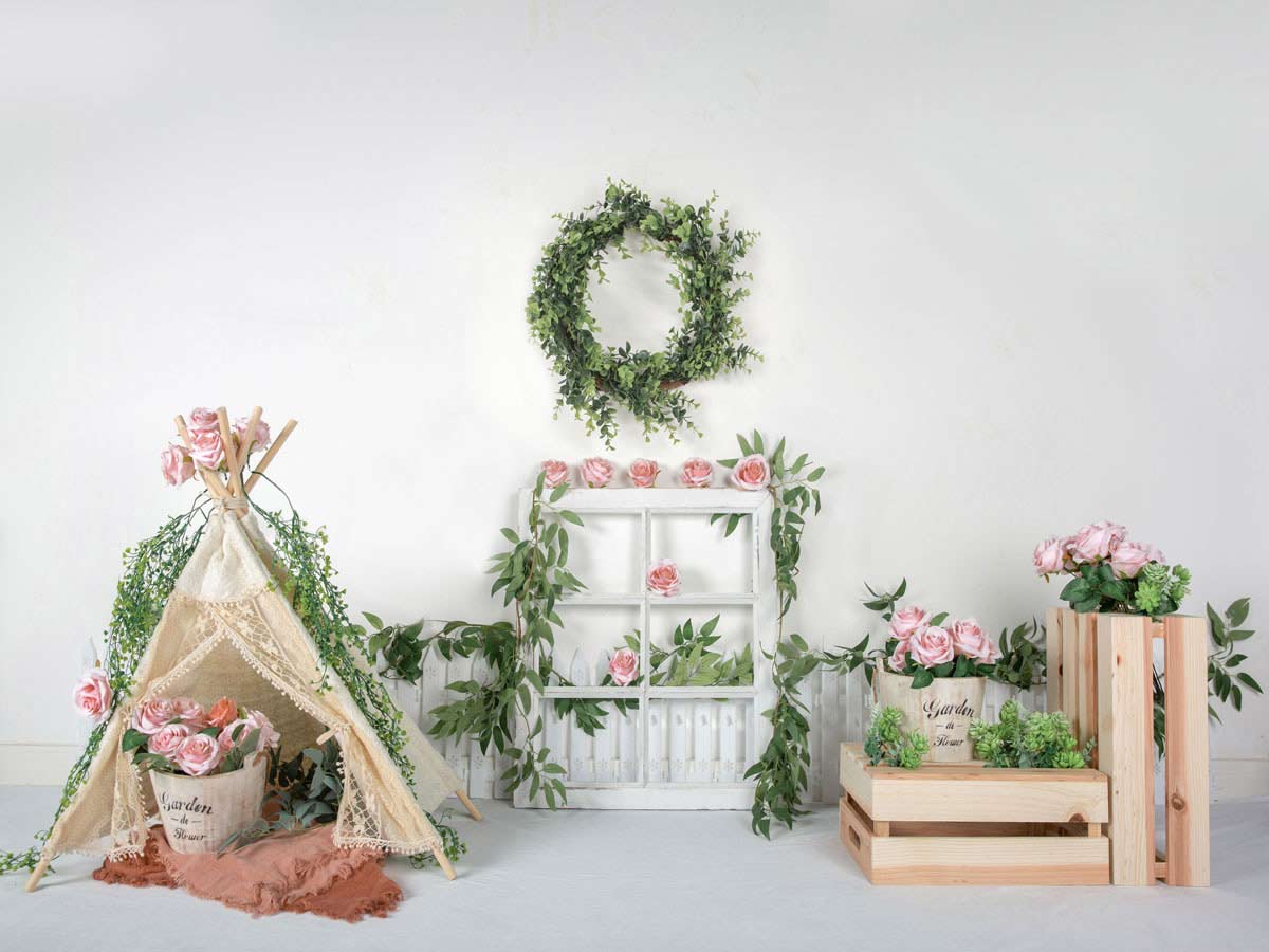 Fox Vinyl Rolled Spring Pink Flowers Photo Backdrop Designed by Jia Chan - Foxbackdrop