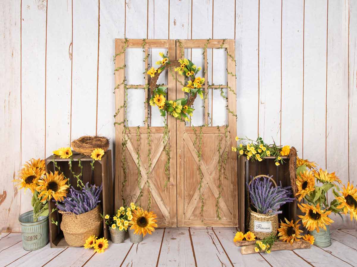 Fox Vinyl Rolled Spring Sunflowers Photo Backdrop Designed by Jia Chan - Foxbackdrop
