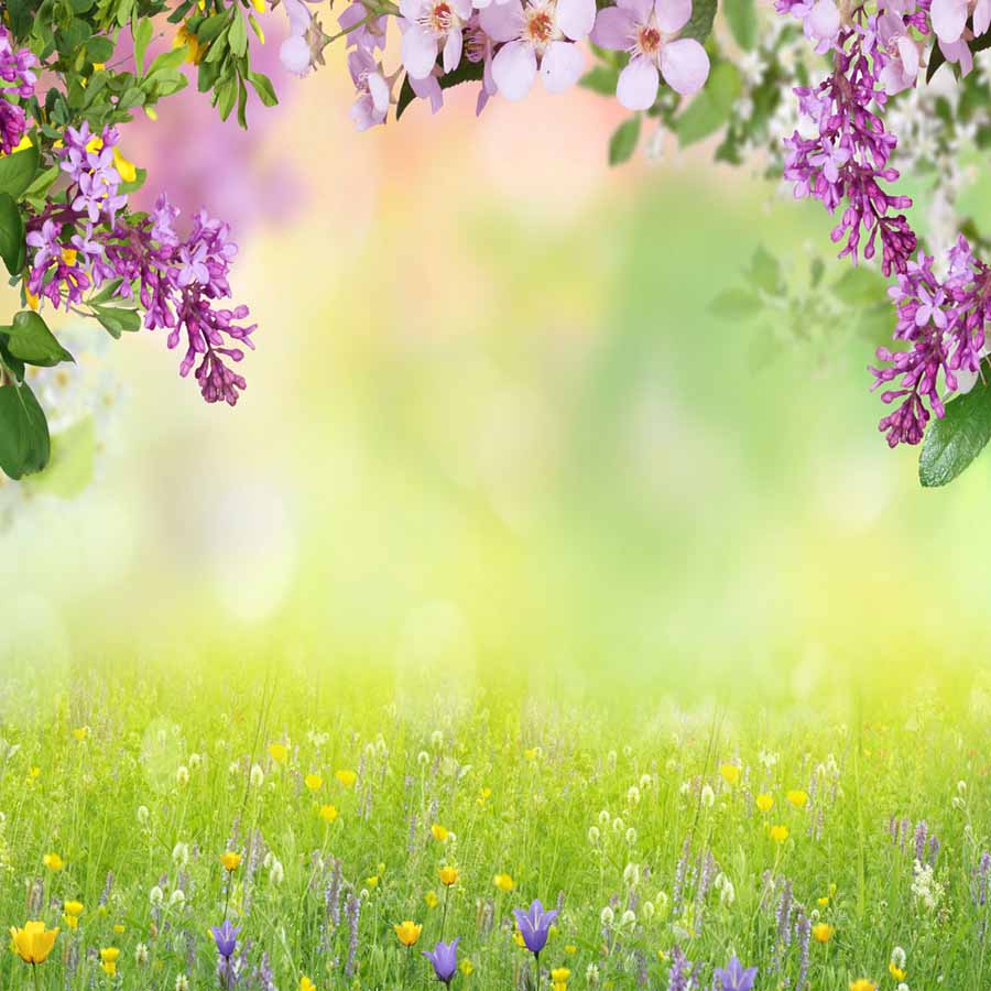 Fox Rolled Flowers Grass Vinyl Spring Photography Backdrop - Foxbackdrop