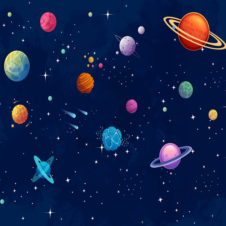 Fox Rolled Children Space System Planets Vinyl Backdrop - Foxbackdrop