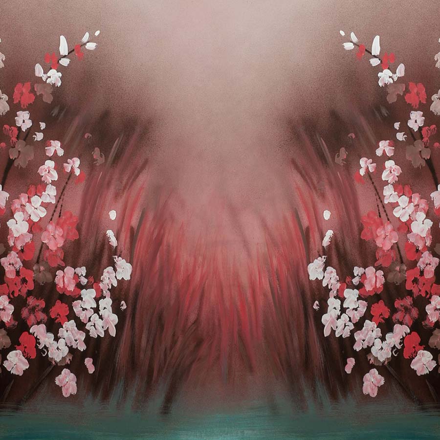 Fox Rolled Red White Flower Dreamy Vinyl Backdrop for Children - Foxbackdrop