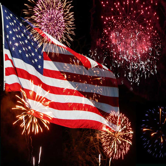 Fox 4th of July American Flag Fireworks Celebration Vinyl Backdrop - Foxbackdrop