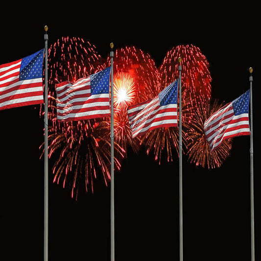 Fox 4th of July American Flags Fireworks Night Vinyl Backdrop - Foxbackdrop