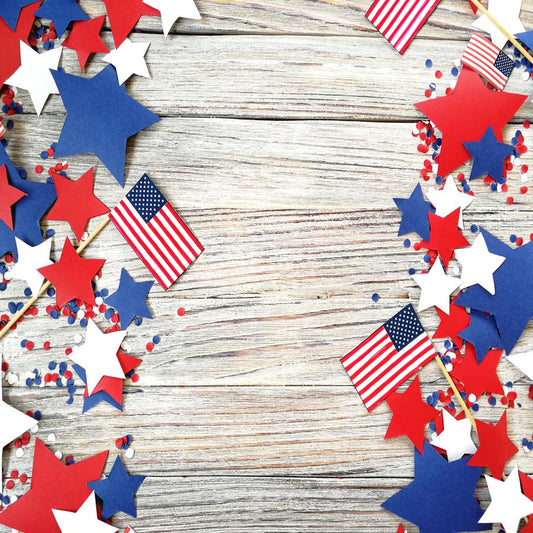 Fox 4 of July American Flag Vinyl Wood Backdrop - Foxbackdrop