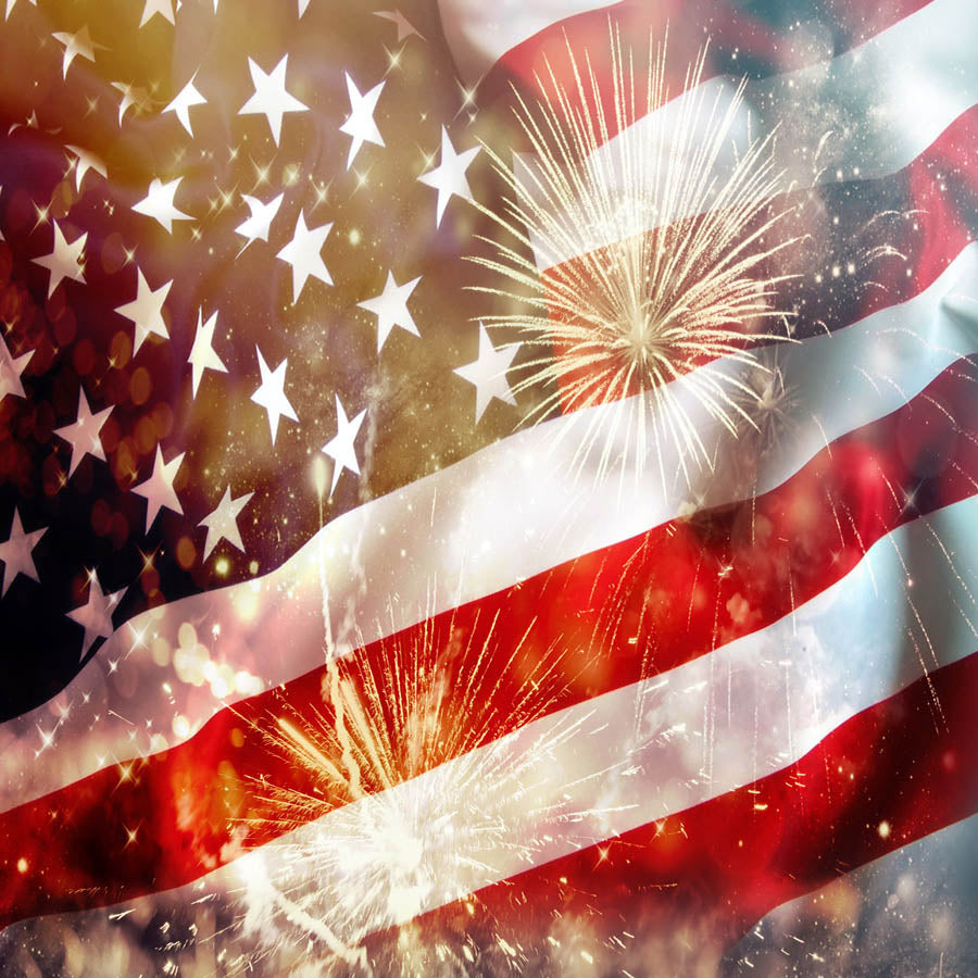 Fox 4 of July American Flag Vinyl Firework Backdrop - Foxbackdrop