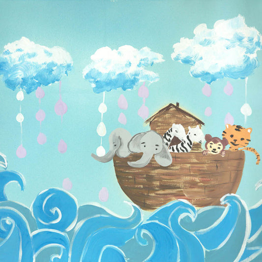 Fox Rolled Nautical Noah's Ark Vinyl Children Backdrop - Foxbackdrop