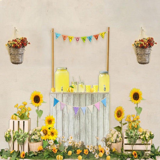 Fox Rolled Lemonade Stall Summer Vinyl Photography Backdrop - Foxbackdrop