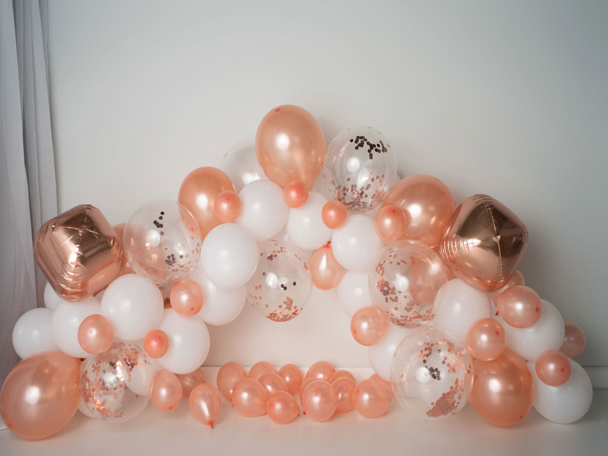 Fox Coral Balloons Vinyl Girl's Birthday Cake Smash Backdrop Design by Kali - Foxbackdrop