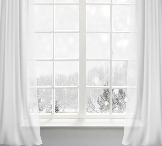 Fox Rolled White Curtain Vinyl Window Backdrop - Foxbackdrop
