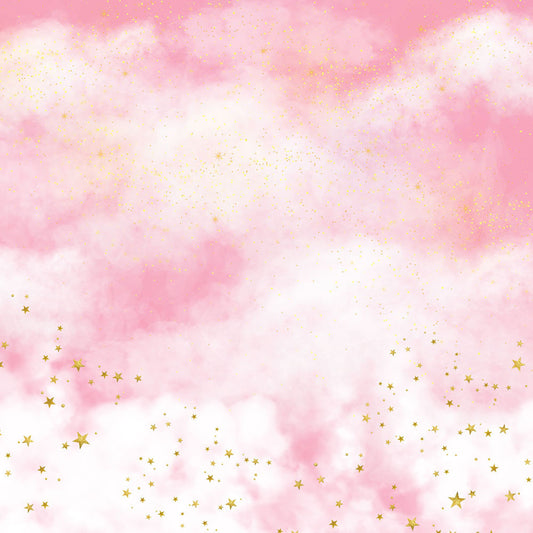 Fox Rolled Golden Stars Vinyl Pink Girl cake smash Backdrop - Foxbackdrop