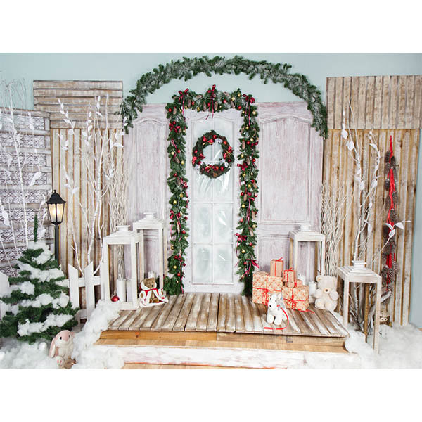 Fox Rolled Christmas Gift Decorations Vinyl Backdrop - Foxbackdrop