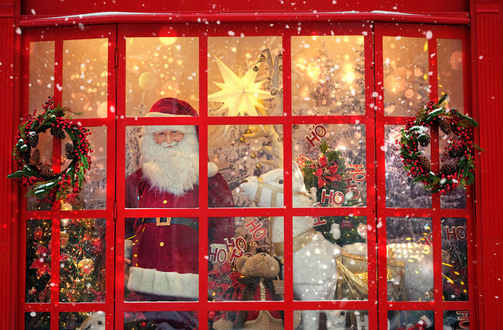 Fox Red Window Santa Claus Christmas Vinyl Backdrop - Foxbackdrop