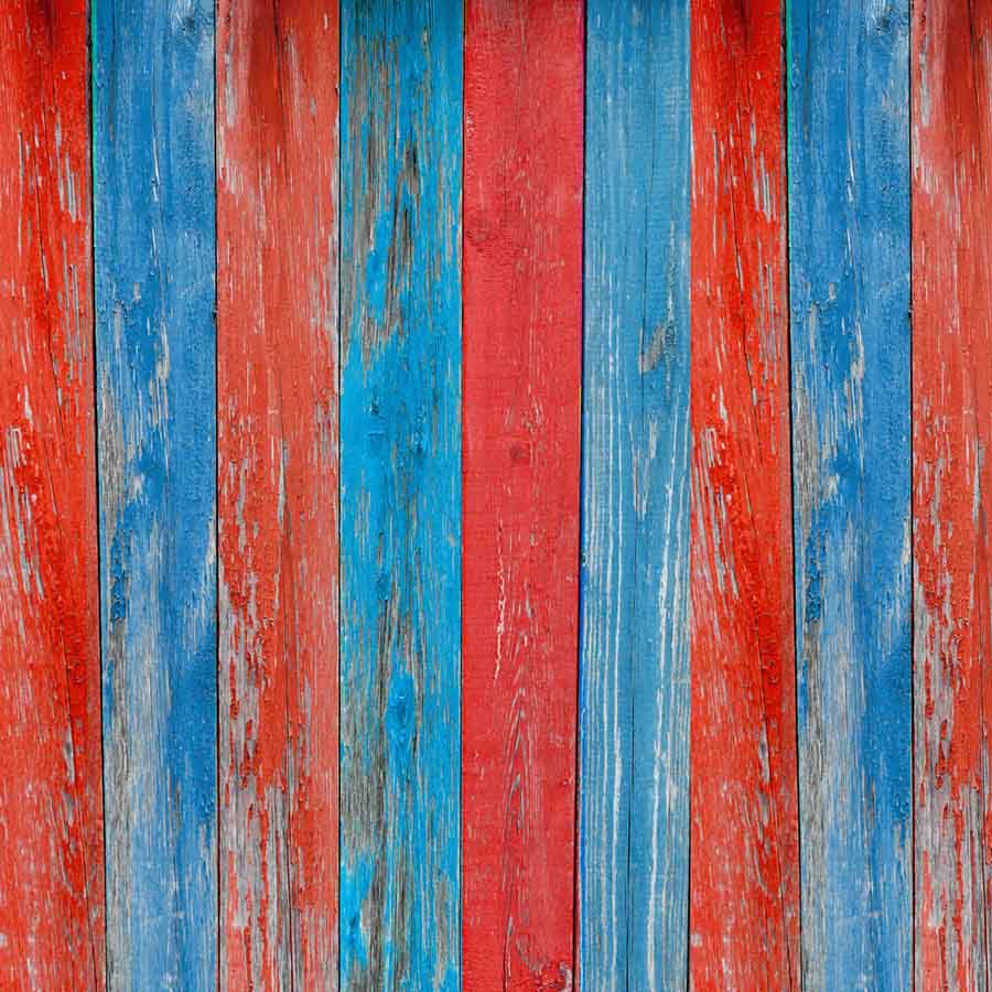 Fox Red Blue Vinyl Wood Photo Backdrop - Foxbackdrop