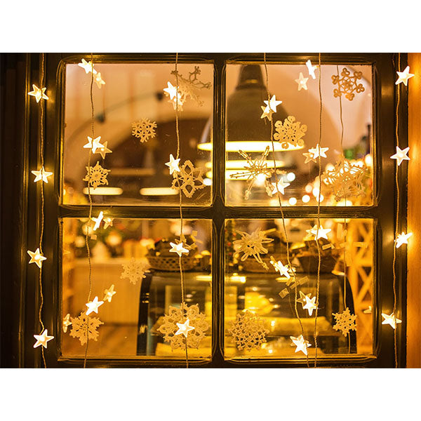 Fox Window Shiny Lights Christmas Vinyl Backdrop - Foxbackdrop