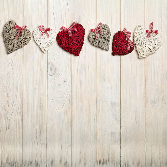 Fox Rolled Wood Valentine's Day Vinyl Backdrop - Foxbackdrop