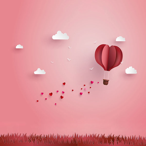 Fox Rolled Pink Balloons Valentine's Day Vinyl Backdrop - Foxbackdrop