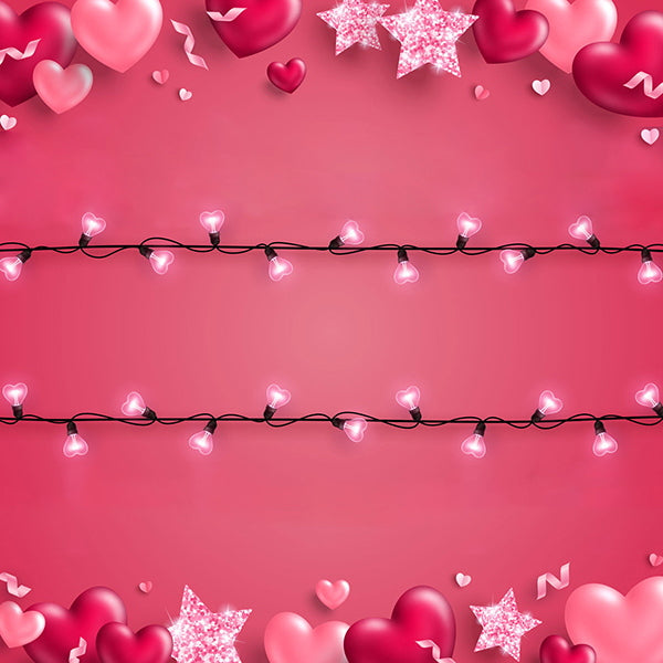Fox Rolled Pink Lights Valentine's Day Vinyl Backdrop for Photography - Foxbackdrop