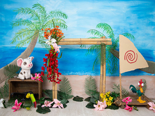 Fox Rolled Summer Seaside Holiday Vinyl Backdrop Designed By Blanca Perez - Foxbackdrop
