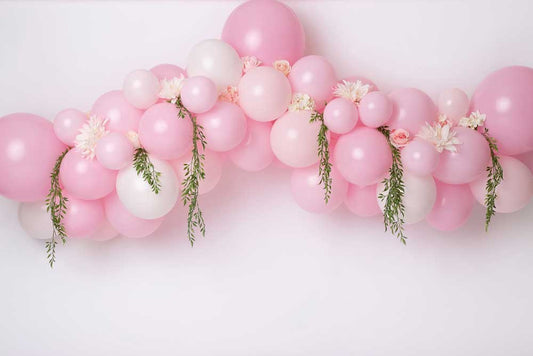 Fox Rolled Pink Balloons Vinyl Girl's Birthday Backdrop Designed By Jacky Rose Photography - Foxbackdrop