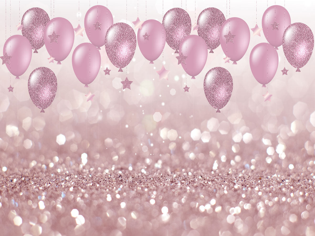 Fox Roll Pink Balloons Girl Birthday Vinyl Backdrop - Foxbackdrop