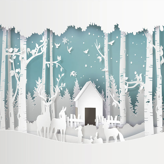 Fox Christmas White Paper Snow Vinyl Backdrop - Foxbackdrop