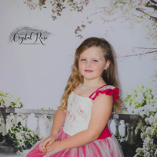Fox Rolled White Flowers Tree Wedding Vinyl Backdrop - Foxbackdrop